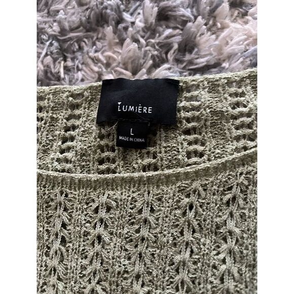 Lumiere Green Knit Sweater Sz L Boho Peasant Lagenlook - Picture 2 of 5